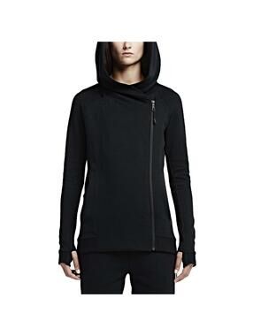 Nike Black Asymmetrical Zip Hoodie Jacket XS Minimalist Athleisure